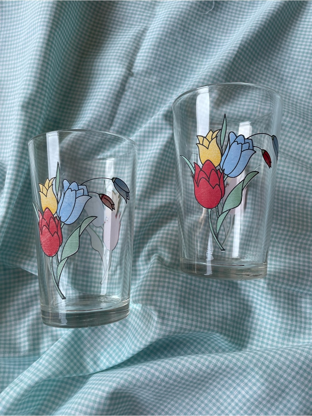 Vintage Floral Tulip small Cocktail Glasses - Multicolor